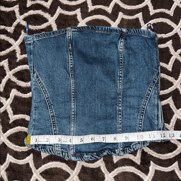Zara Denim Cropped Corset Top Size Small - Picture 6 of 9